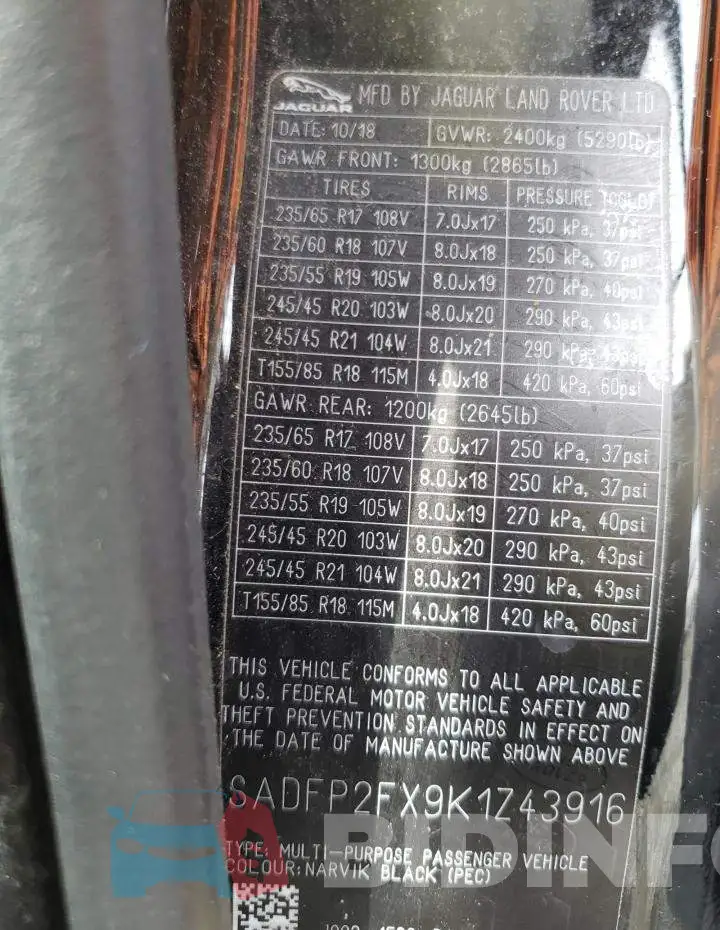 SADFP2FX9K1Z43916 Photo# 10