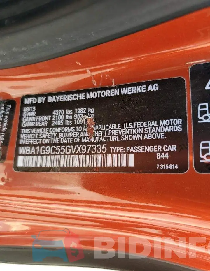 WBA1G9C55GVX97335 Photo# 10