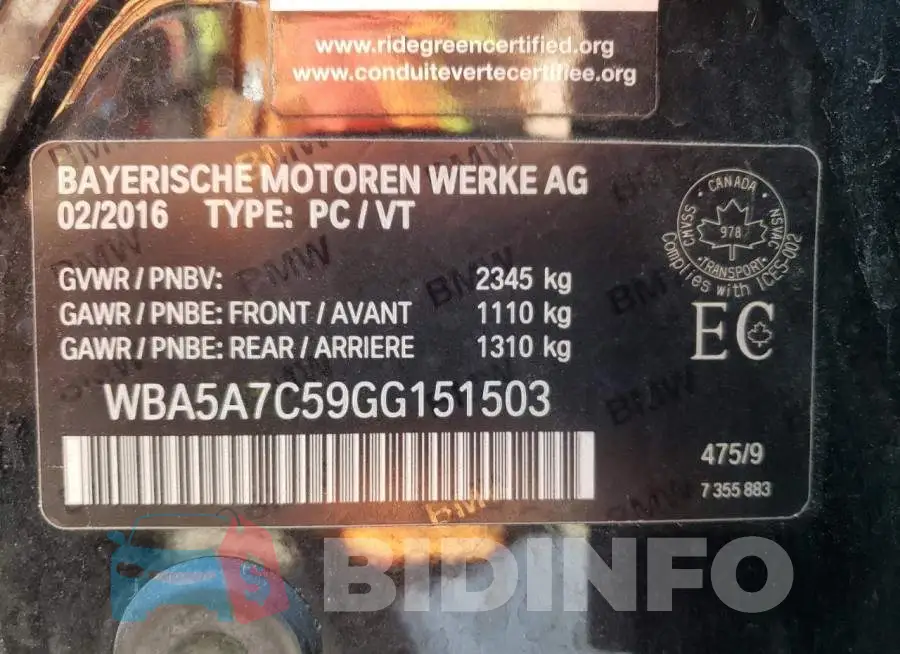 WBA5A7C59GG151503 Photo# 10