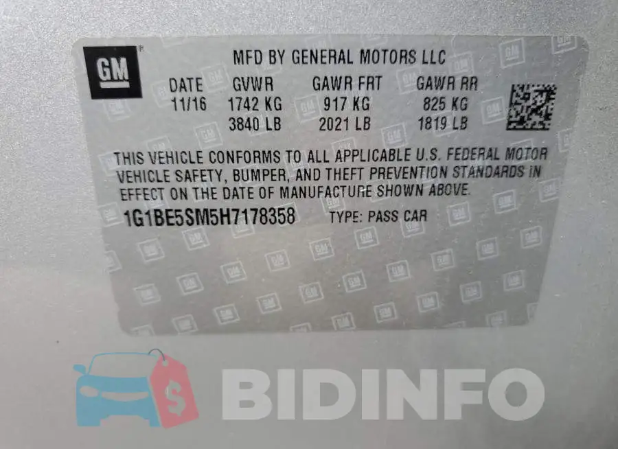 1G1BE5SM5H7178358 Photo# 10