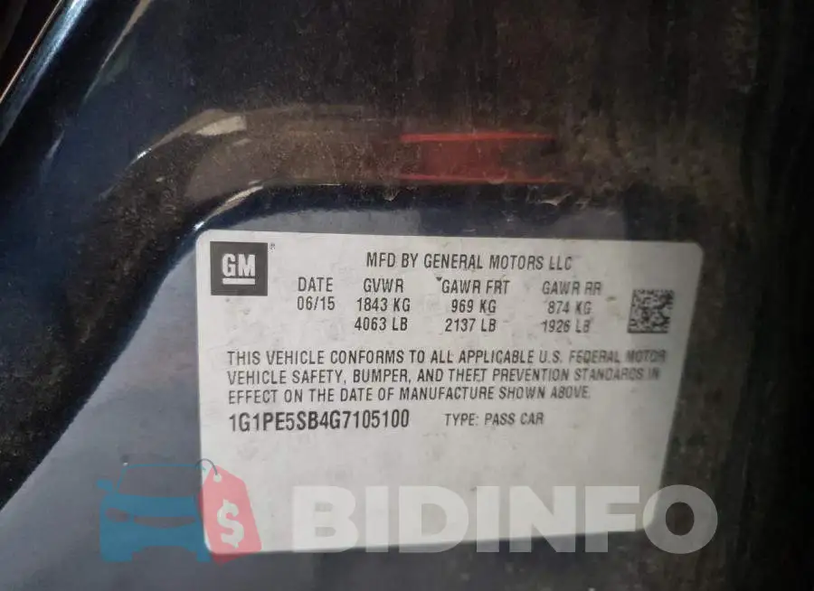 1G1PE5SB4G7105100 Photo# 10