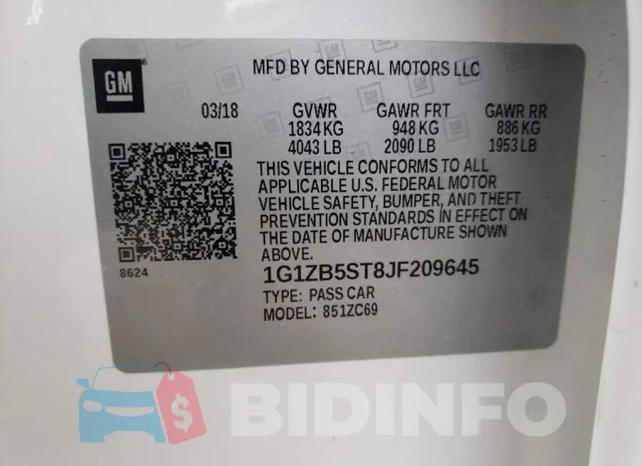 1G1ZB5ST8JF209645 Photo# 10