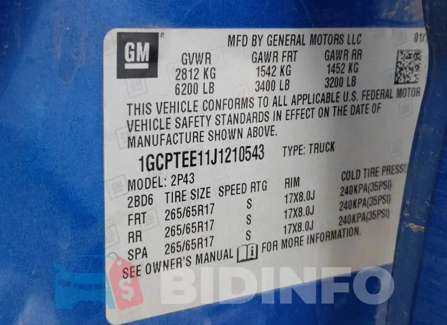 1GCPTEE11J1210543 Photo# 10