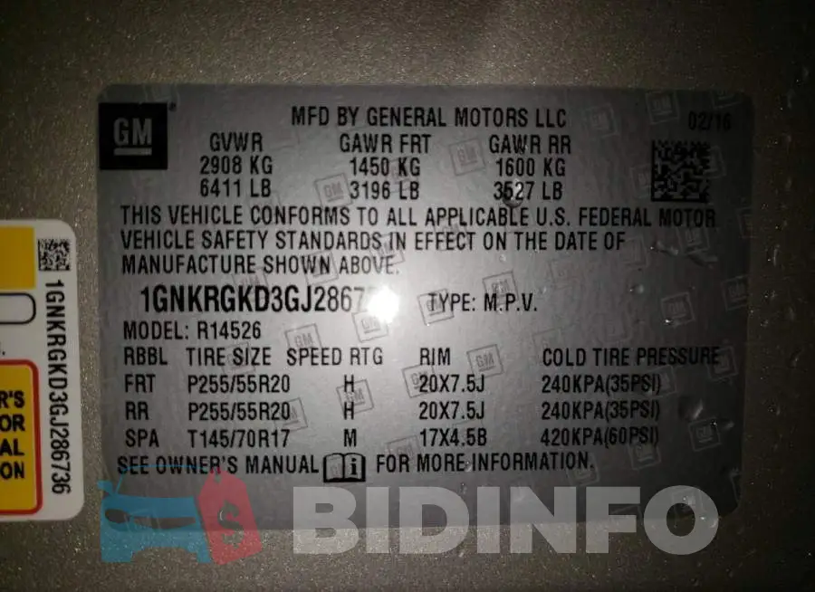 1GNKRGKD3GJ286736 Photo# 10