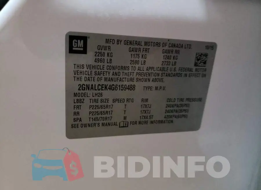 2GNALCEK4G6159488 Photo# 10