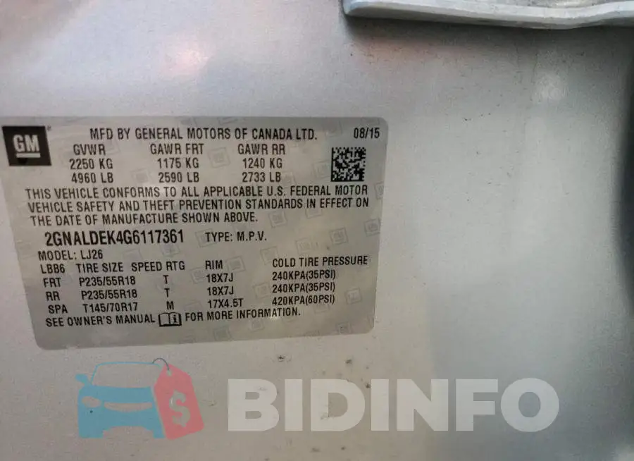 2GNALDEK4G6117361 Photo# 10