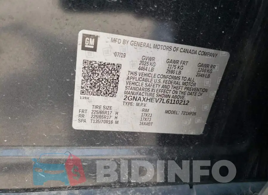 2GNAXHEV7L6110212 Photo# 10