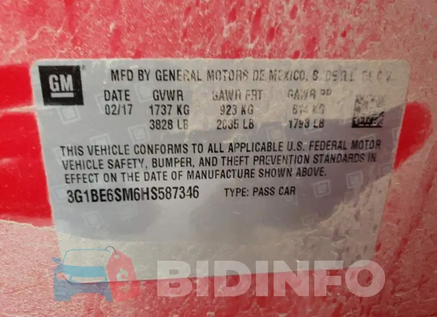 3G1BE6SM6HS587346 Photo# 10