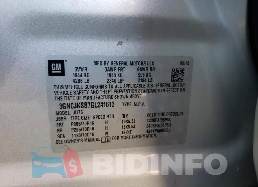3GNCJKSB7GL241613 Photo# 10