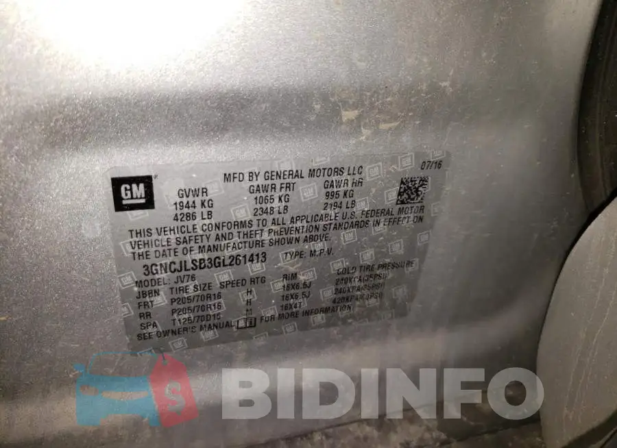 3GNCJLSB3GL261413 Photo# 10