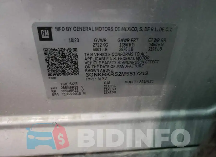 3GNKBKRS2MS517213 Photo# 10