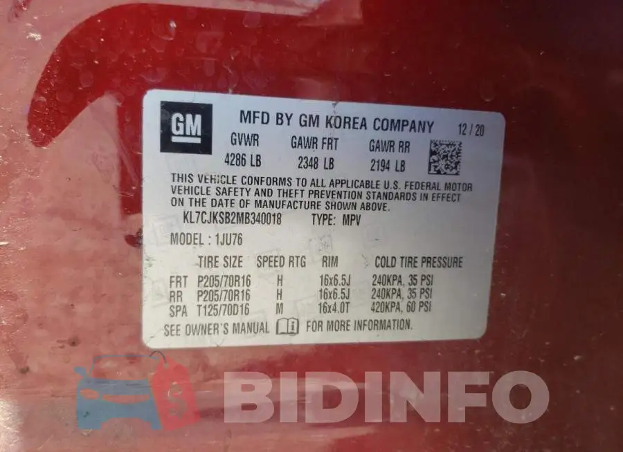 KL7CJKSB2MB340018 Photo# 10