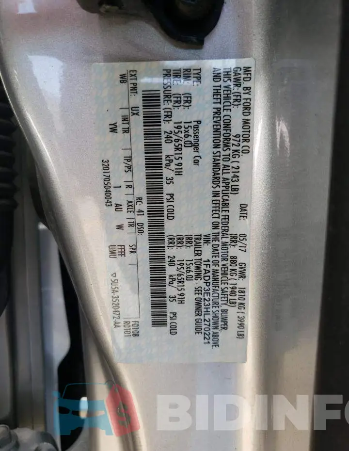 1FADP3E23HL270221 Photo# 10
