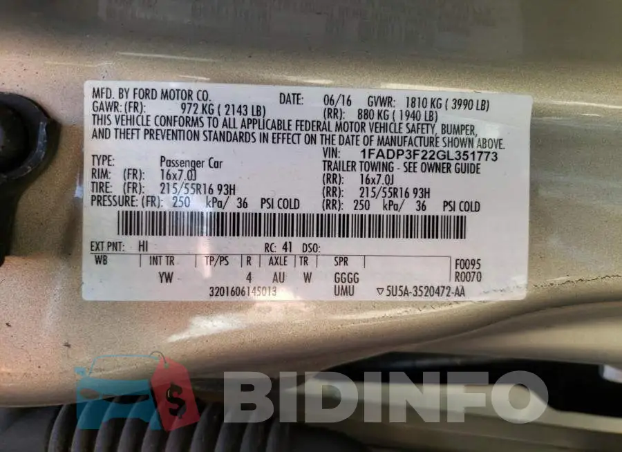 1FADP3F22GL351773 Photo# 10