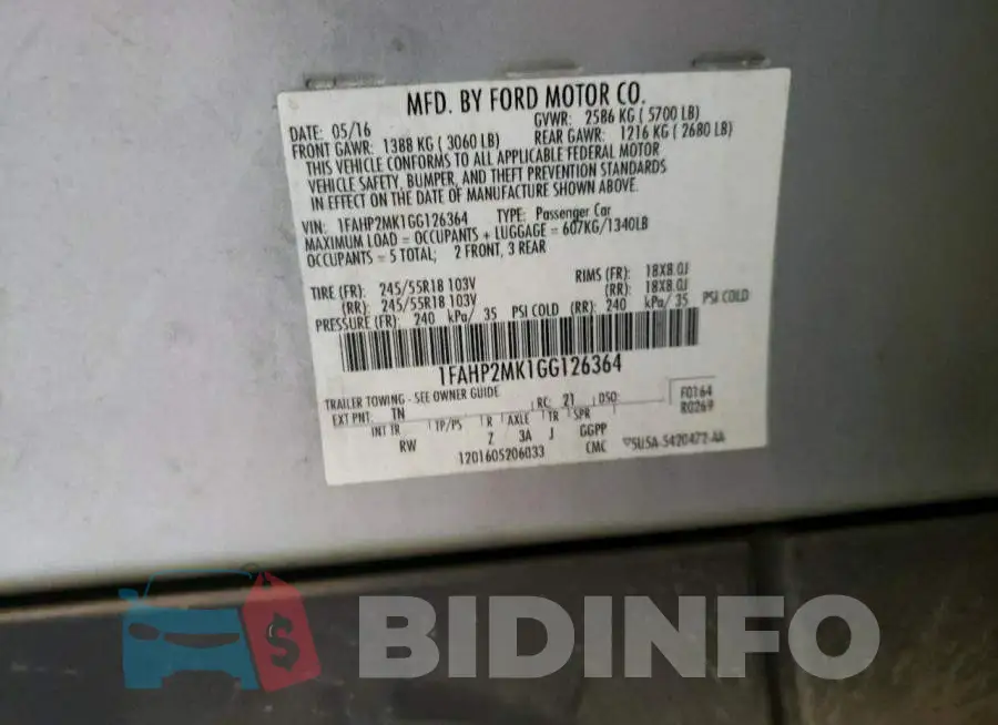 1FAHP2MK1GG126364 Photo# 10