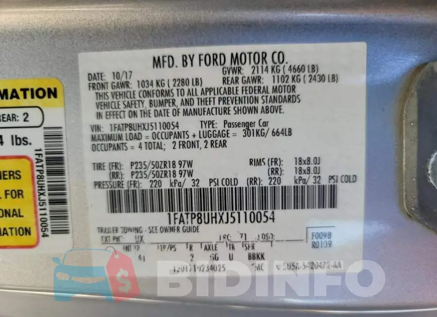 1FATP8UHXJ5110054 Photo# 10