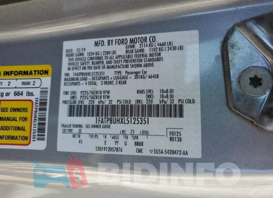 1FATP8UHXL5125351 Photo# 10