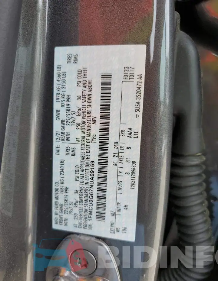1FMCU0G67NUA09169 Photo# 10