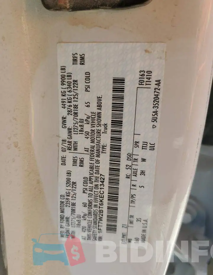 1FT7W2BT6KEC13427 Photo# 10