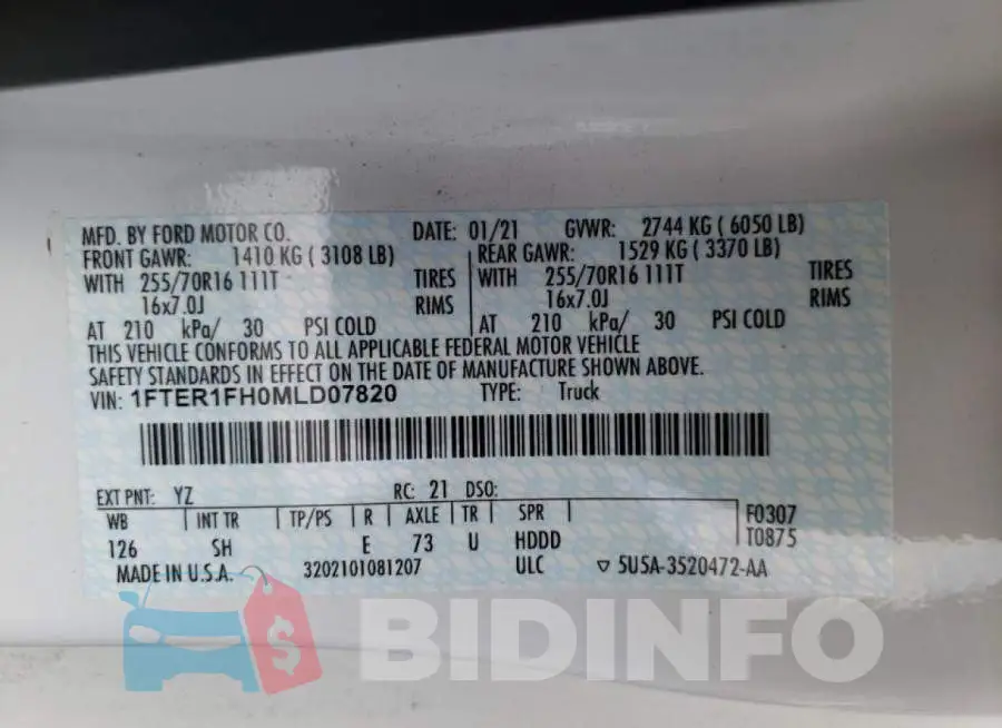 1FTER1FH0MLD07820 Photo# 10