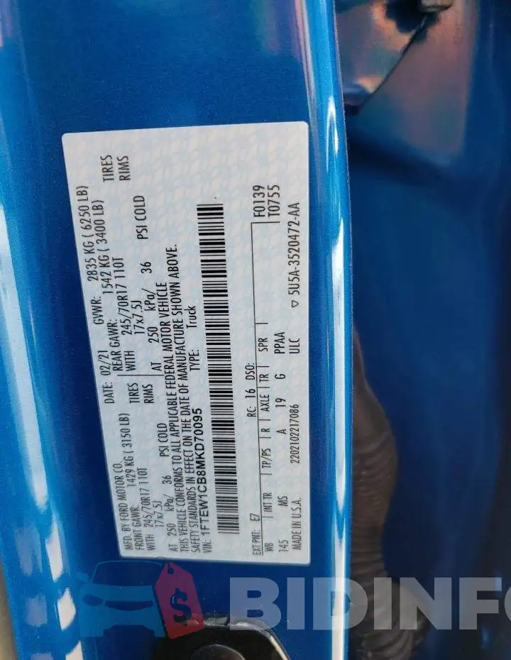 1FTEW1CB8MKD70095 Photo# 10