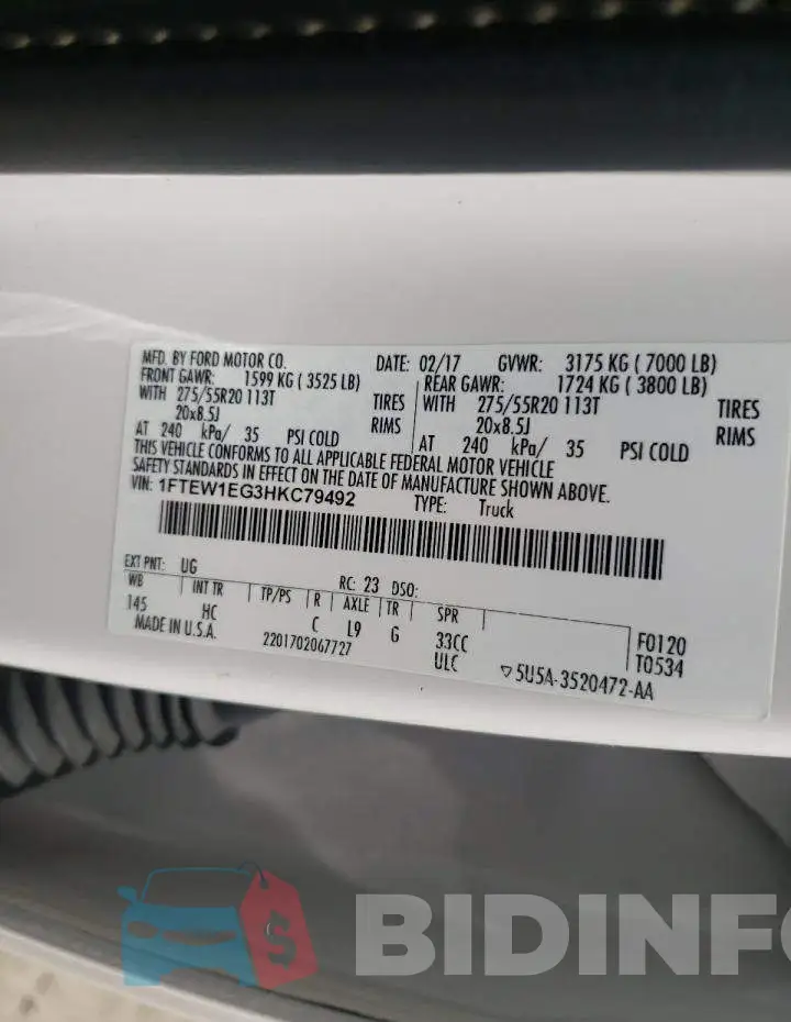1FTEW1EG3HKC79492 Photo# 10