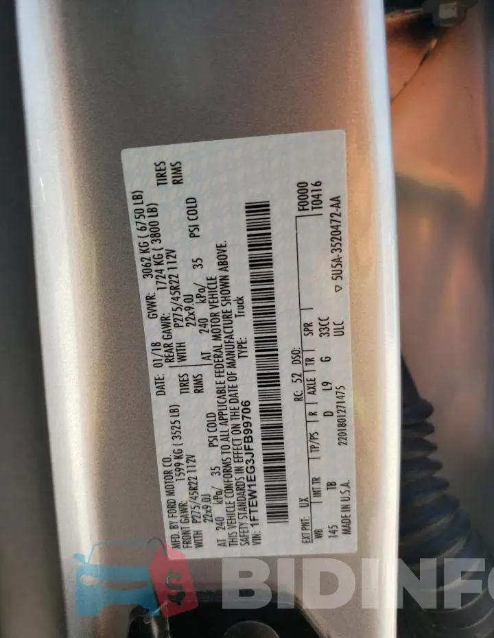 1FTEW1EG3JFB99706 Photo# 10
