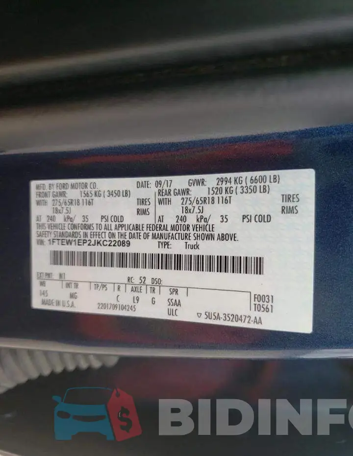 1FTEW1EP2JKC22089 Photo# 10
