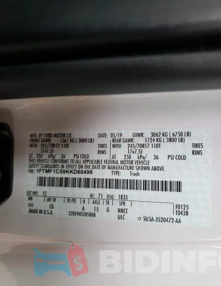 1FTMF1C59KKD60498 Photo# 10
