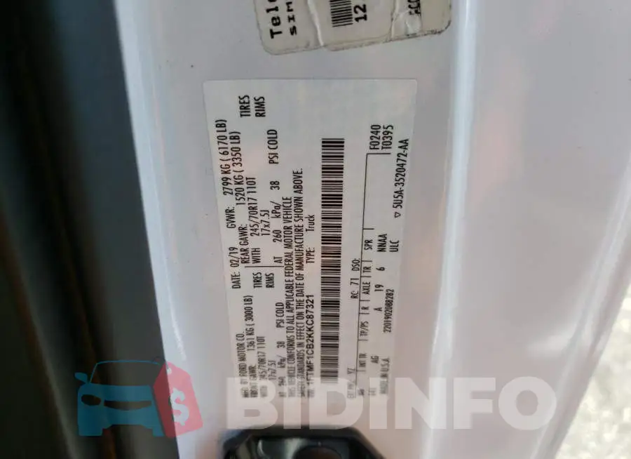 1FTMF1CB2KKC87321 Photo# 10