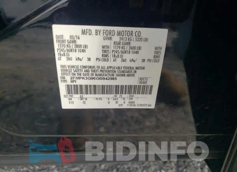 2FMPK3G96GBB42985 Photo# 10