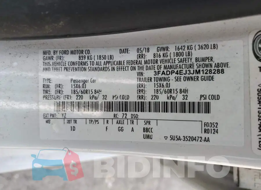 3FADP4EJ3JM128288 Photo# 10