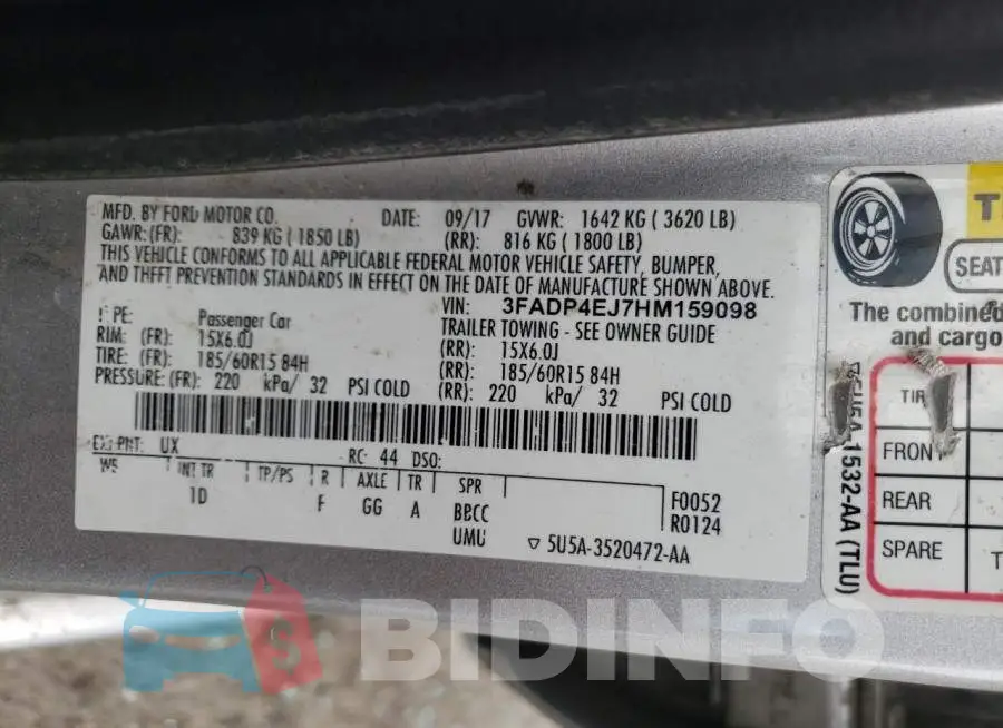 3FADP4EJ7HM159098 Photo# 10