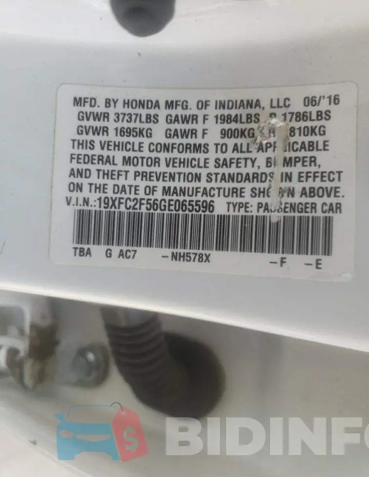 19XFC2F56GE065596 Photo# 10