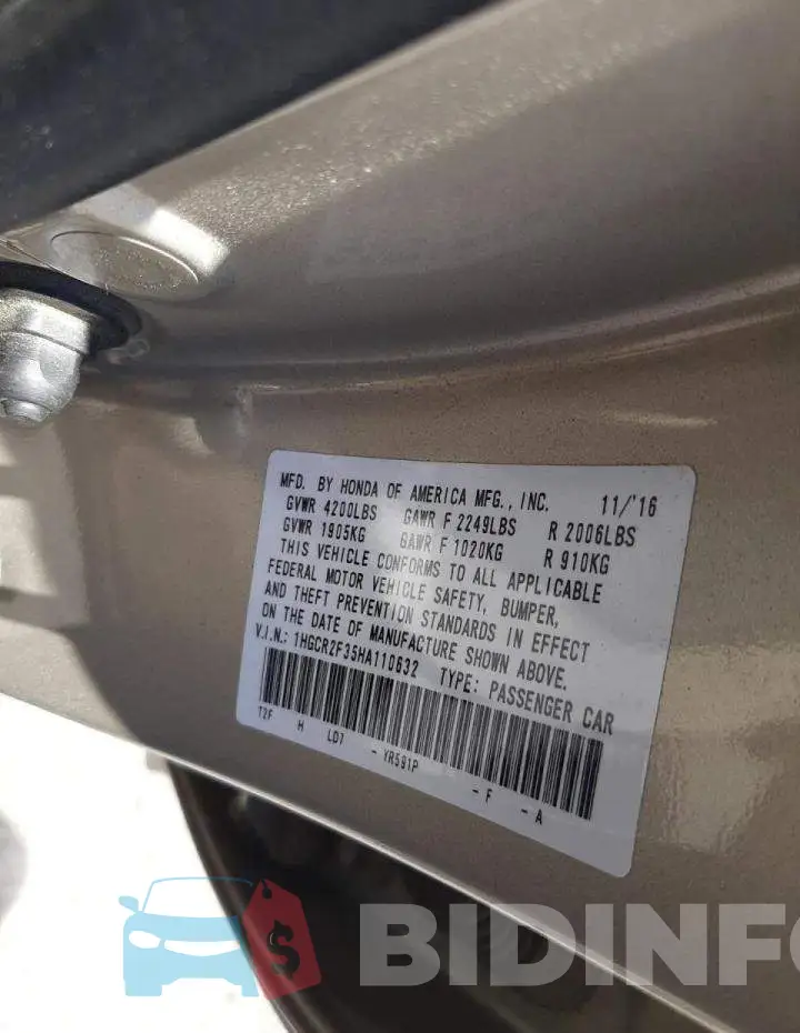 1HGCR2F35HA110632 Photo# 10