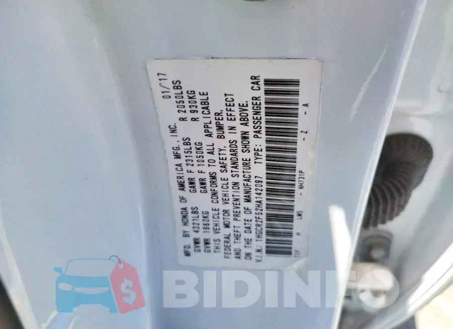 1HGCR2F52HA142097 Photo# 10