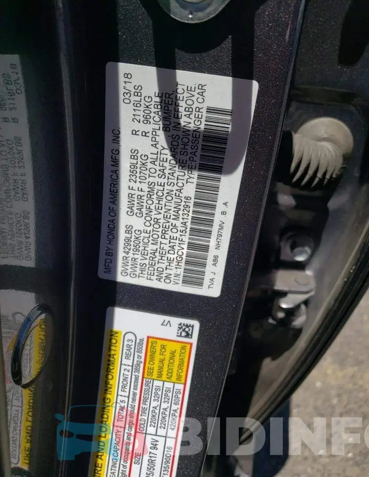 1HGCV1F15JA132916 Photo# 10