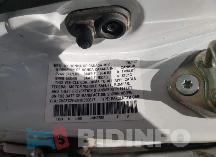 2HGFC2F52HH550017 Photo# 10