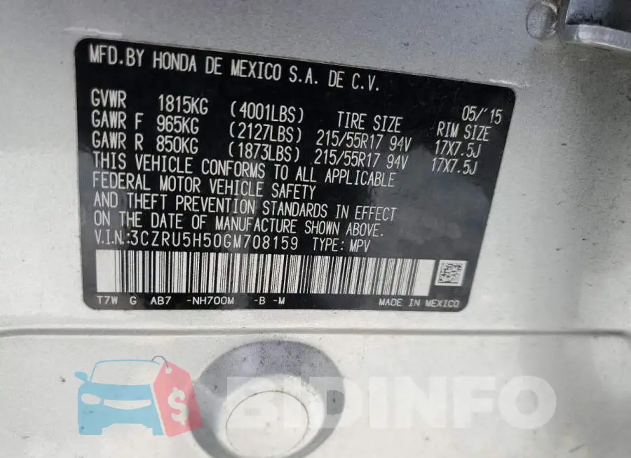 3CZRU5H50GM708159 Photo# 10