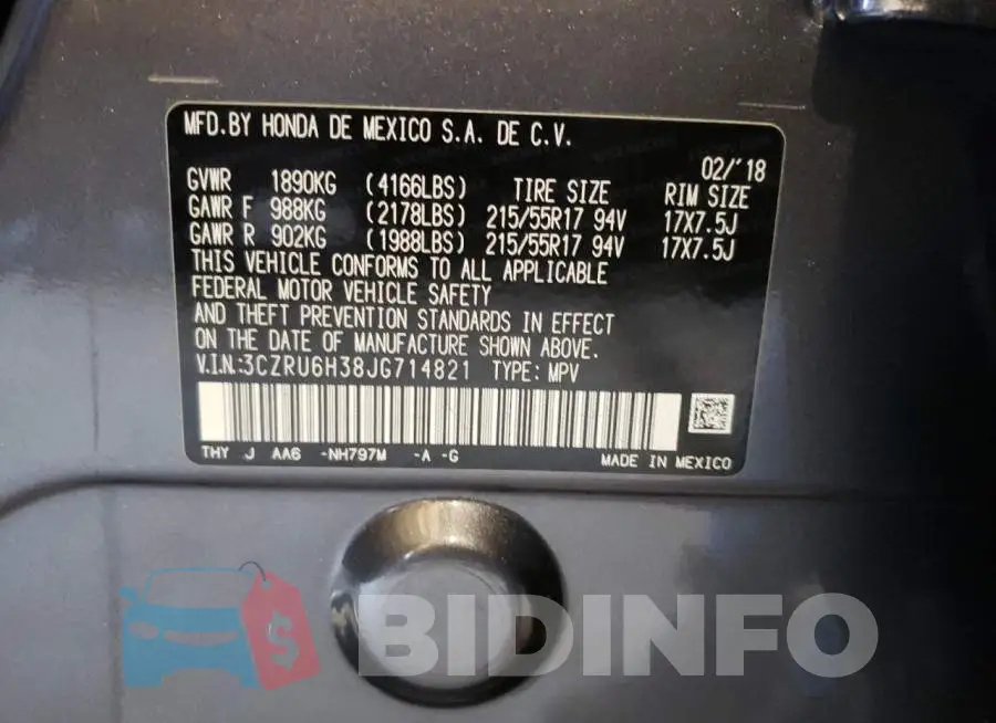 3CZRU6H38JG714821 Photo# 10