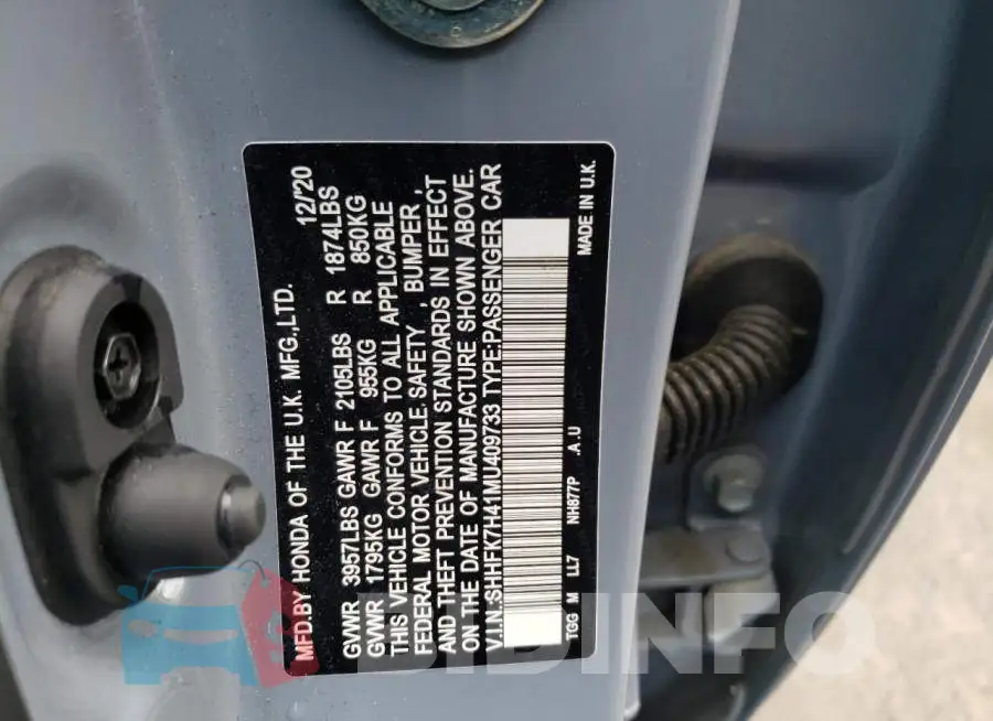 SHHFK7H41MU409733 Photo# 10