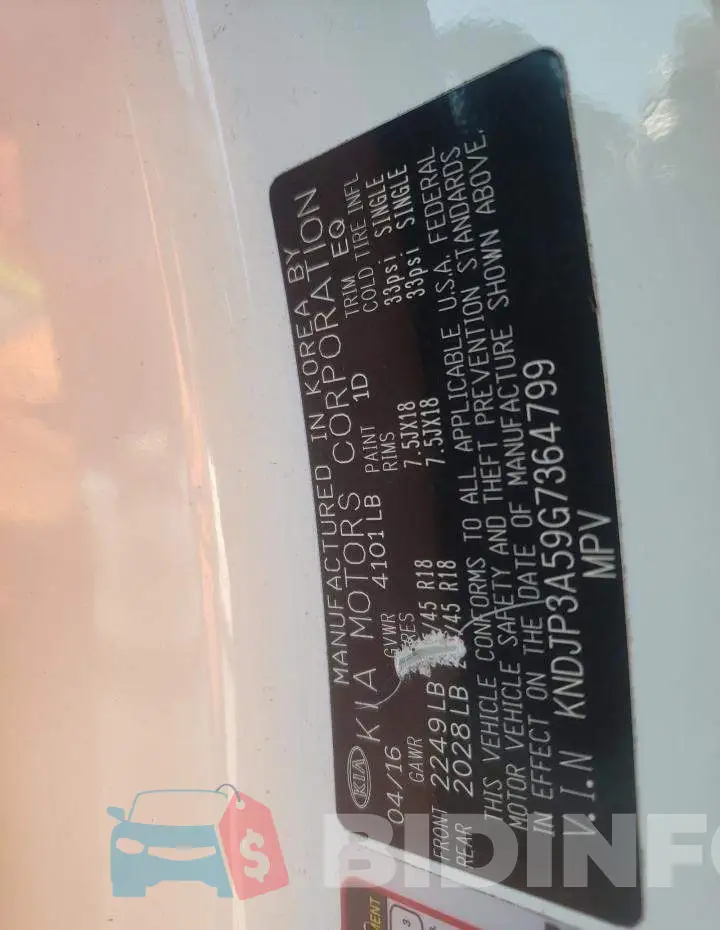 KNDJP3A59G7364799 Photo# 10