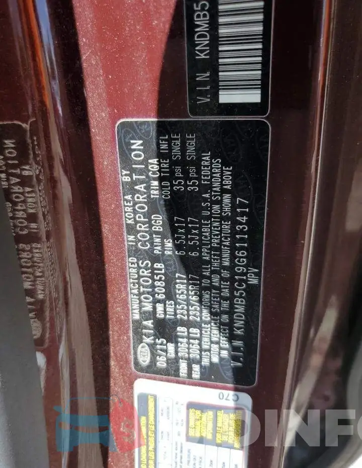 KNDMB5C19G6113417 Photo# 10