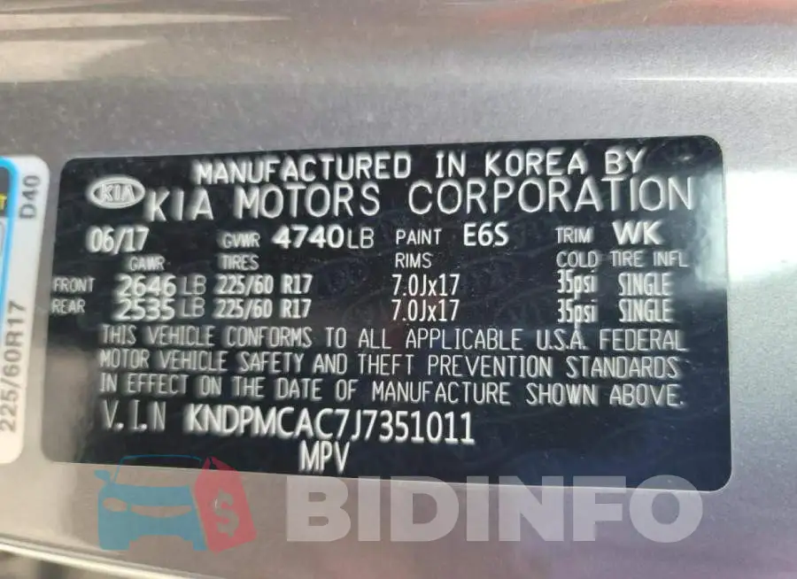 KNDPMCAC7J7351011 Photo# 10