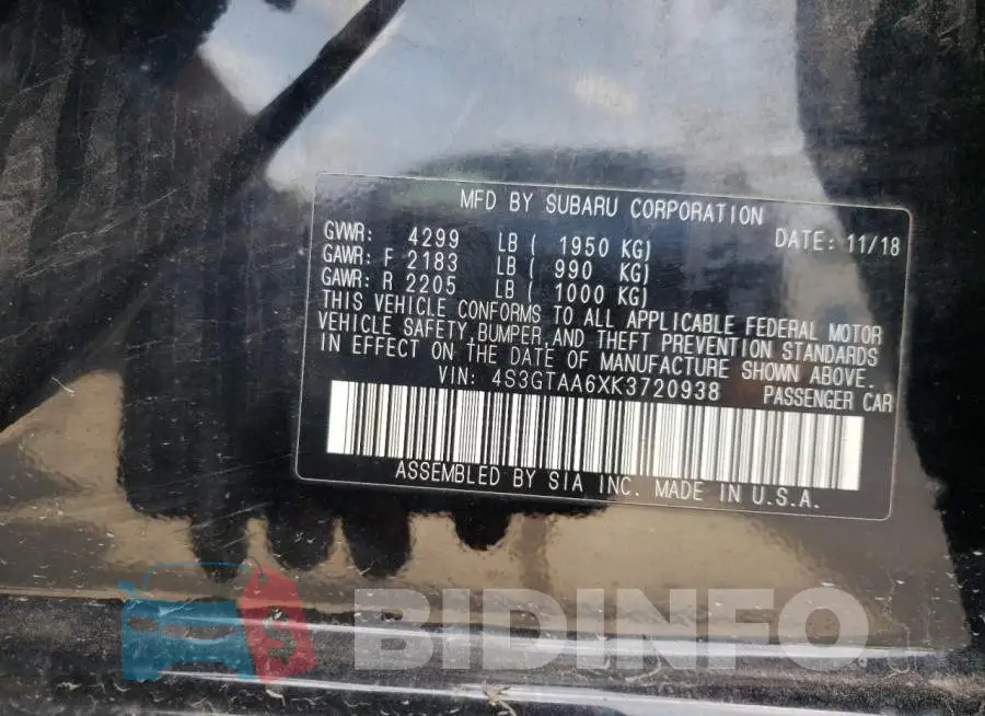 4S3GTAA6XK3720938 Photo# 10