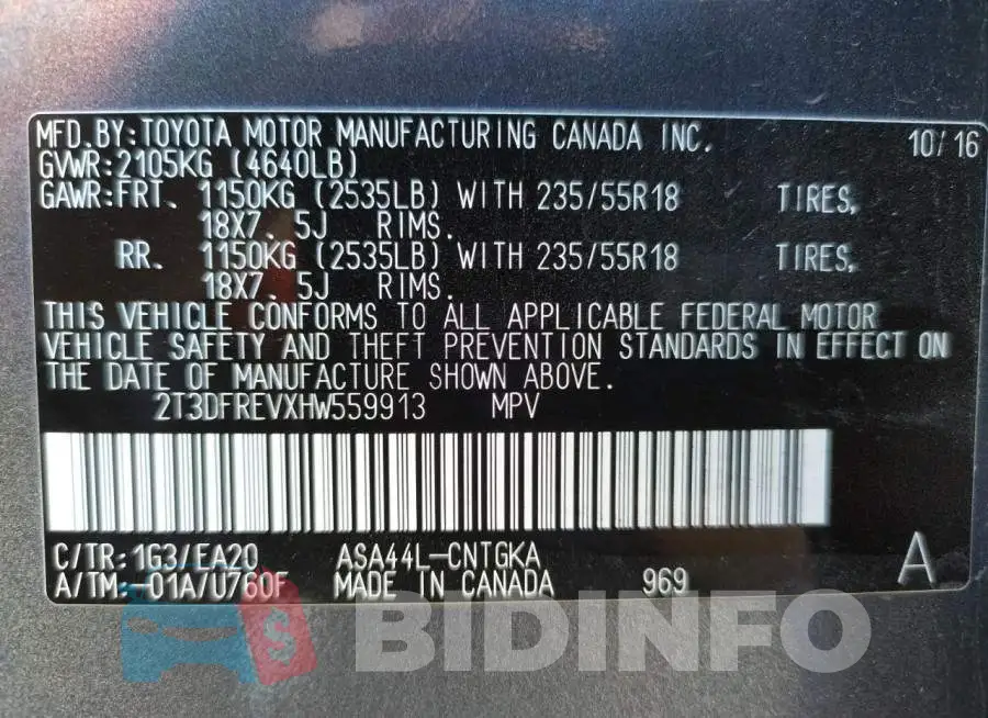 2T3DFREVXHW559913 Photo# 10