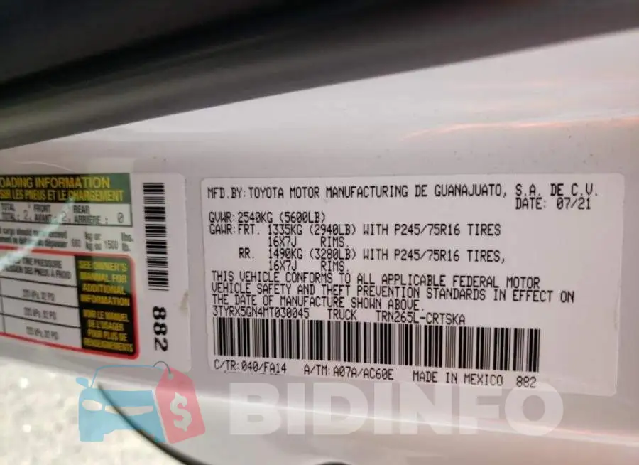 3TYRX5GN4MT030045 Photo# 10