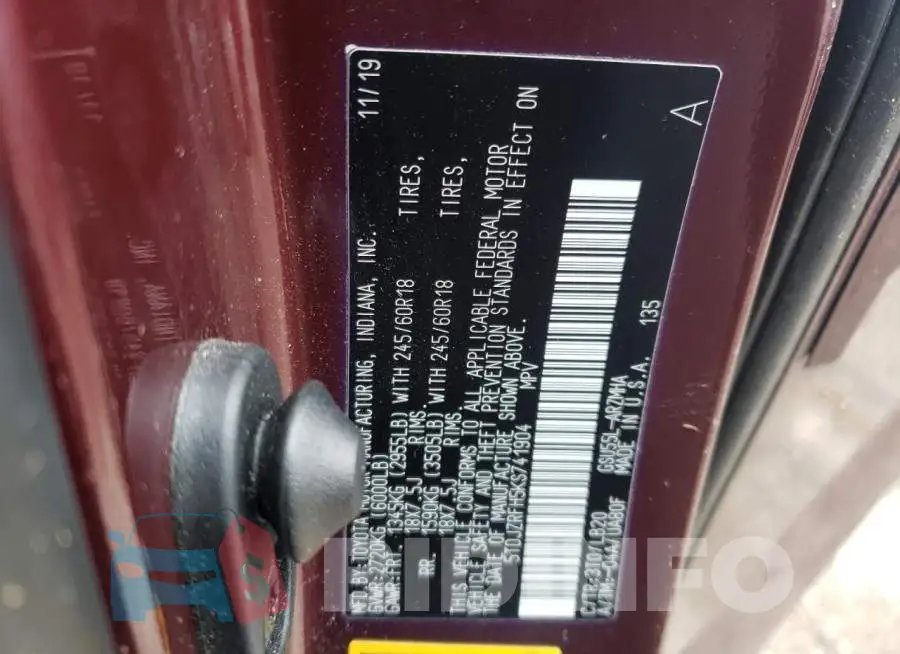 5TDJZRFH5KS741904 Photo# 10