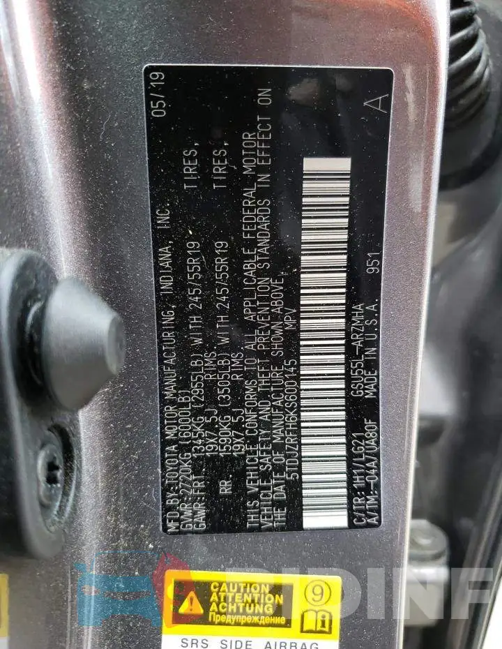 5TDJZRFH6KS600145 Photo# 10