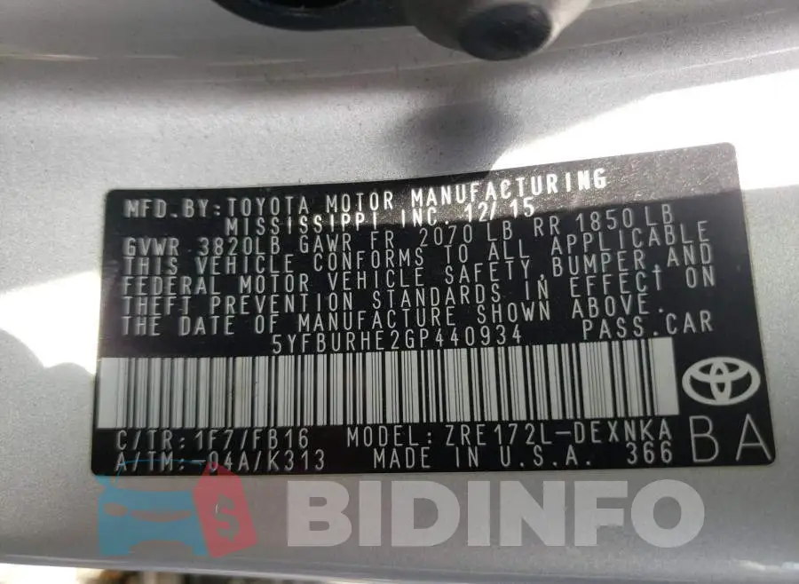 5YFBURHE2GP440934 Photo# 10